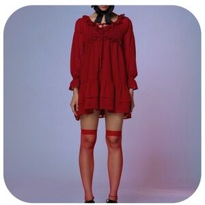 Stuck On Stupid Discontinued Archival Laura Ruffle Chiffon Dress in Red